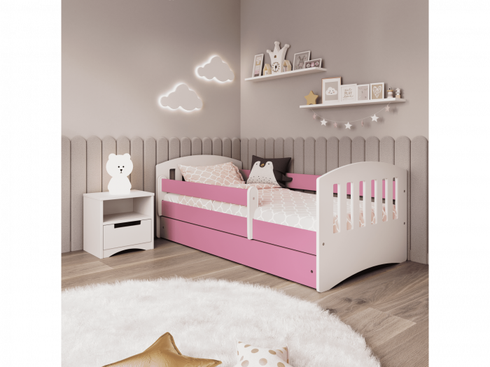 Pat pentru fetite cu sertar Pink Clasic [5]