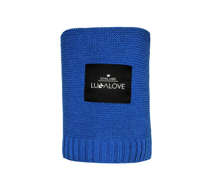 Patura crosetata bambus  120 x 100cm - Albastru Royal [1]