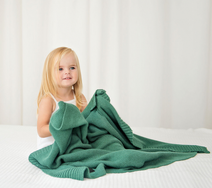 Patura crosetata bambus  120 x 100cm - Verde Crud [4]