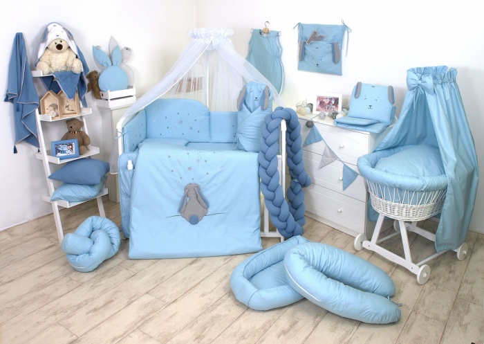 Paturica de infasat multifunctionala Fluffy Bumbac Blue 78x78cm, Amy [2]