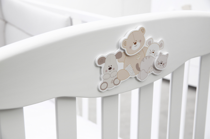 Patut bebe din lemn masiv, cu sertar Little Baby Alb, 127x63 cm [3]