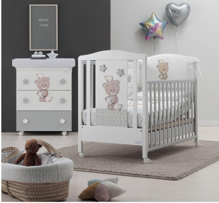 Patut bebe Love Me Azzurra Design cu 2 laterale culisante [3]