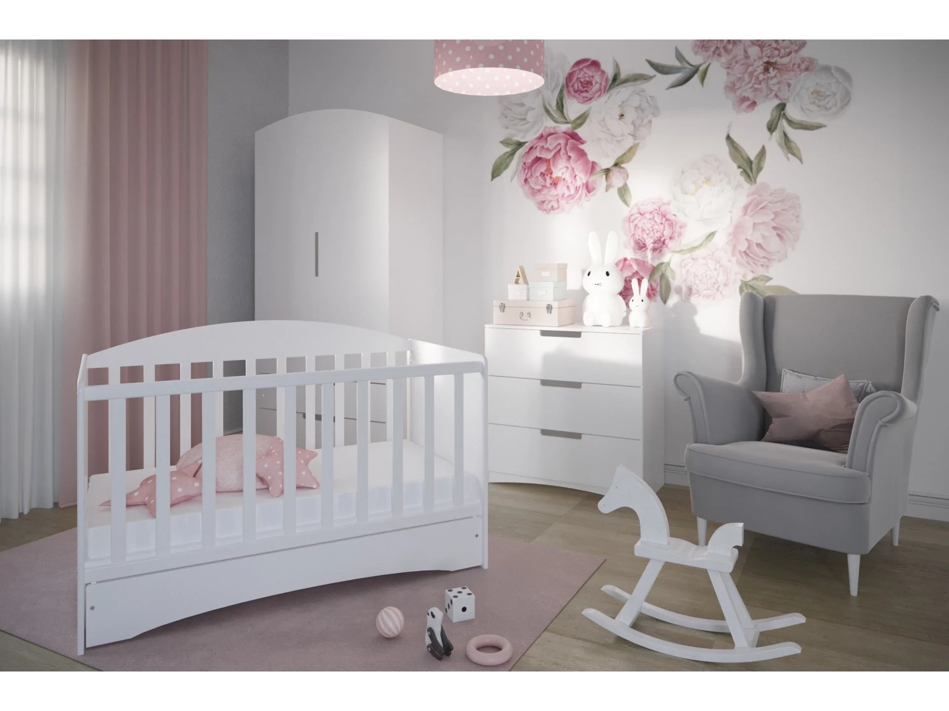 Patut copii din lemn  cu saltea 120x60 cm Little Princess [4]