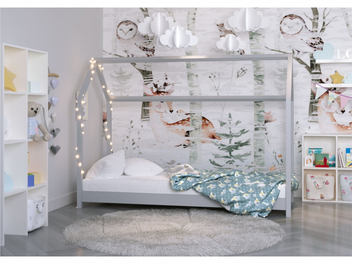 Patut pentru copii din lemn cu saltea -160 x 80 cm - MONTESSORI ''Casuta cu Povesti'' [2]
