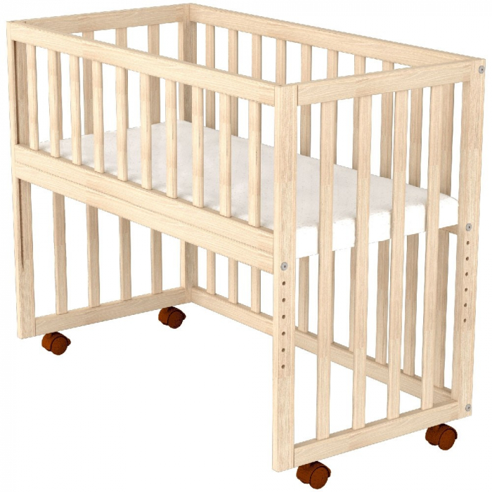 Patut copii din lemn co-sleeper 94x46 cm natur [3]