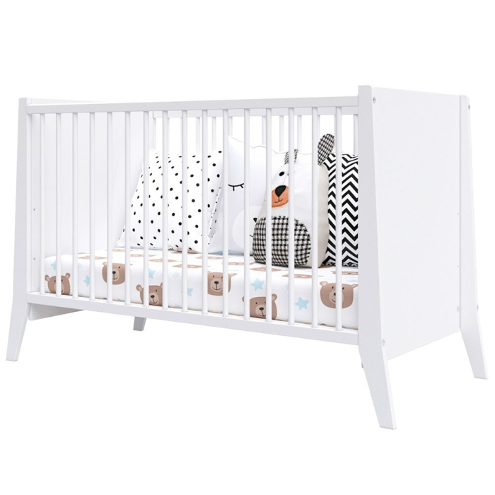 Patut copii din lemn cu saltea din cocos Cosmo 120x60 cm alb [2]