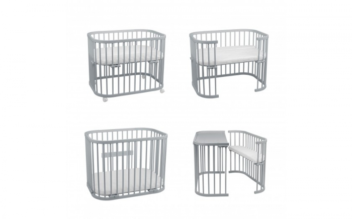 Patut din lemn masiv evolutiv 5 in 1 leagan-patut-birou-cosleeper-tarc de joaca - GREY [7]
