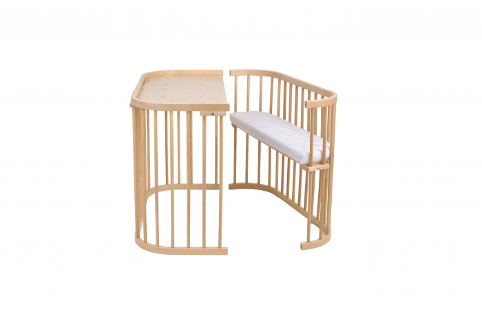 Patut din lemn masiv evolutiv 5 in 1 leagan-patut-birou-cosleeper-tarc de joaca - Natural [2]
