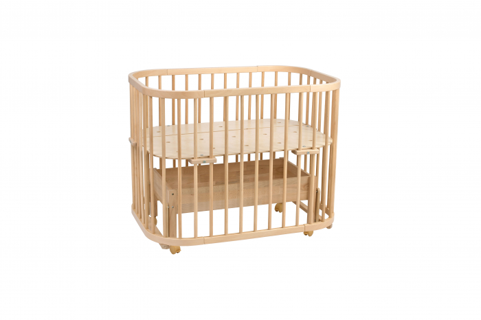 Patut din lemn masiv evolutiv 5 in 1 leagan-patut-birou-cosleeper-tarc de joaca - Natural [5]