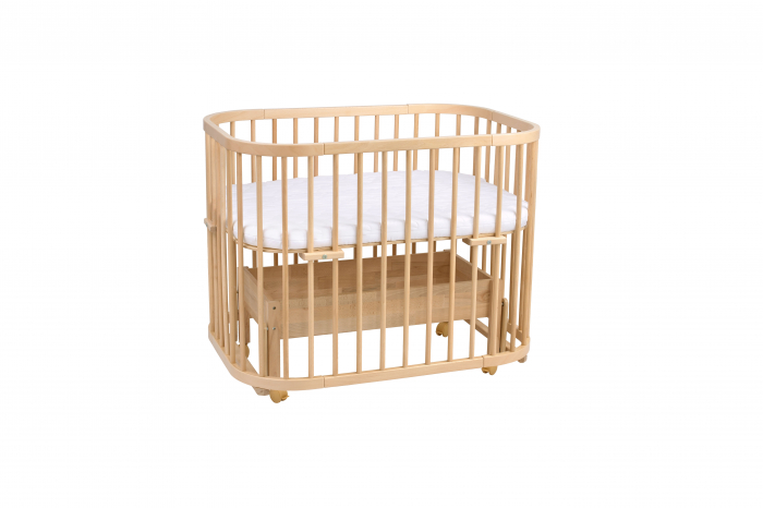 Patut din lemn masiv evolutiv 5 in 1 leagan-patut-birou-cosleeper-tarc de joaca - Natural [1]
