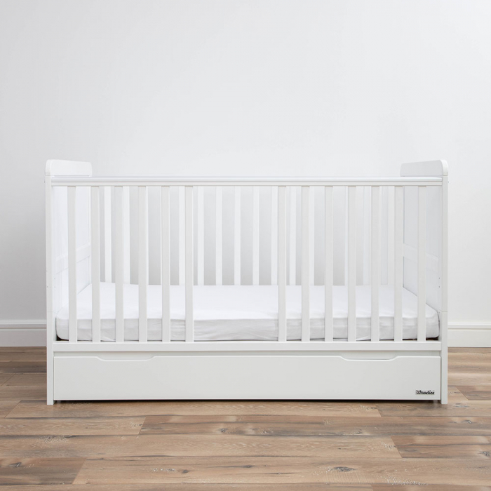 Patut din lemn masiv, transformabil pentru bebe si junior, Clasic Alb 140 x 70 cm [8]