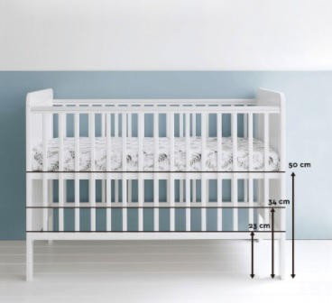 Patut din lemn pentru bebe, inaltime saltea reglabila, Clasic Alb 120x60 cm [6]
