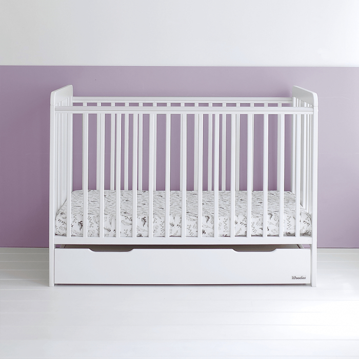 Patut din lemn pentru bebe, inaltime saltea reglabila, Clasic Alb 120x60 cm [5]