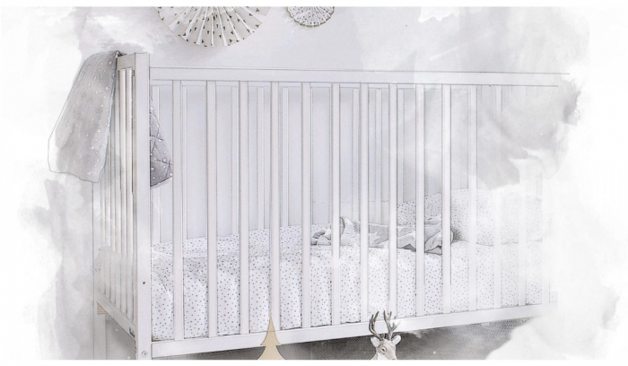 Patut din lemn pentru bebe, inaltime saltea reglabila, Dream Alb 120x60 cm [3]