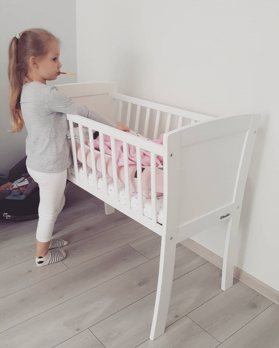 Patut mic, co-sleeping din lemn, Alb 90 x 40 cm [5]
