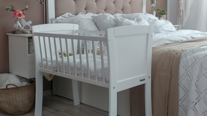 Patut mic, co-sleeping din lemn, Alb 90 x 40 cm [7]
