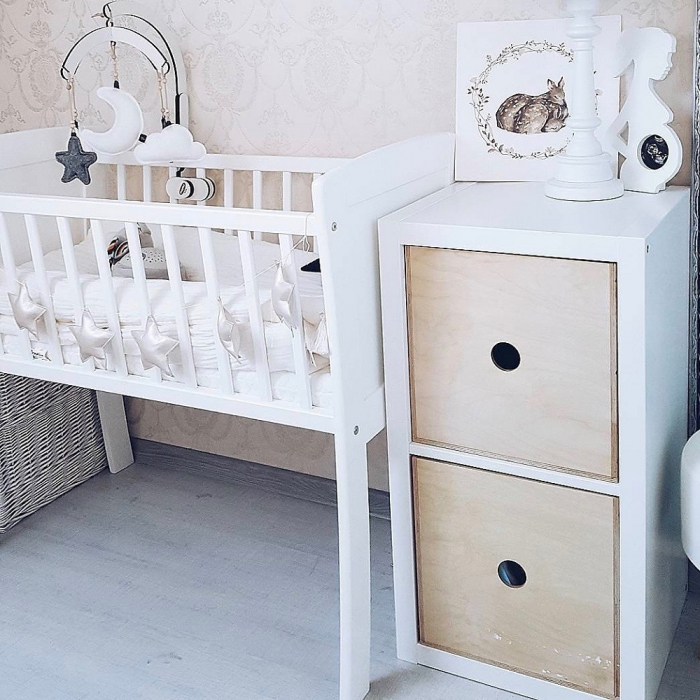 Patut mic, co-sleeping din lemn, Alb 90 x 40 cm [4]