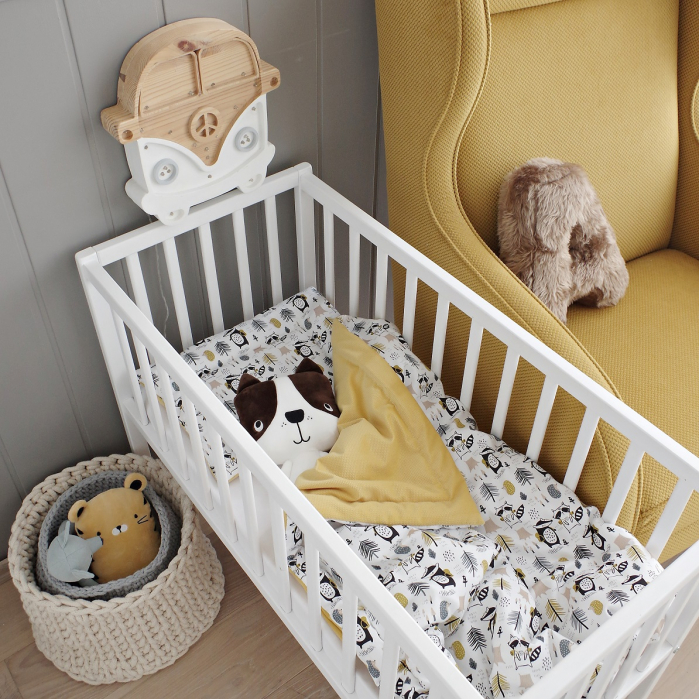 Patut mic, co-sleeping din lemn, Classic Alb 90 x 40 cm [8]