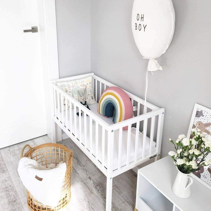 Patut mic, co-sleeping din lemn, Classic Alb 90 x 40 cm [6]