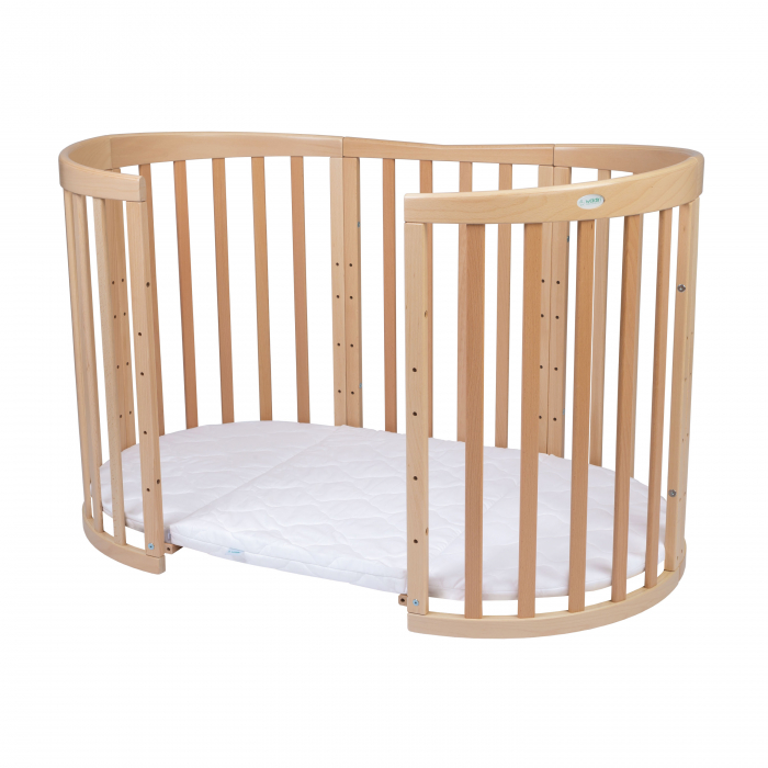 Patut Oval evolutiv-din lemn 7in1 cu saltea -natural -Bambus [4]
