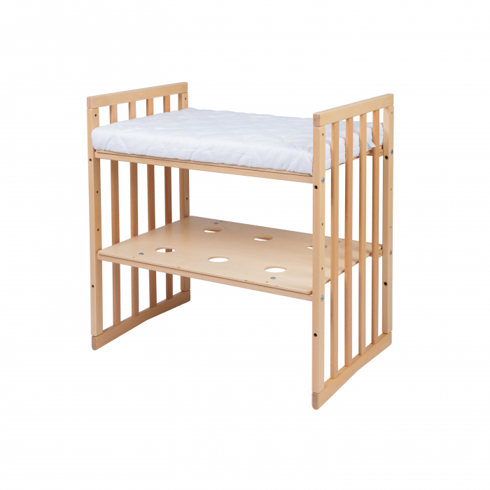 Patut Oval evolutiv-din lemn 7in1 cu saltea -natural -Bambus [7]