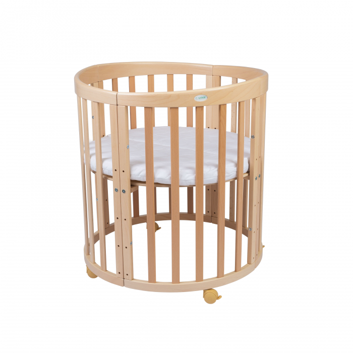 Patut Oval evolutiv-din lemn 7in1 cu saltea -natural -Bambus [2]