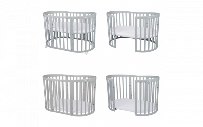 Patut Waldin Oval evolutiv din lemn  7in1 cu saltea -Grey [8]