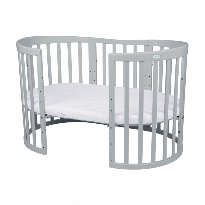 Patut Oval evolutiv din lemn 9 in 1 cu saltea -Grey -ce poate fi utilizat pana la 10 ani [6]