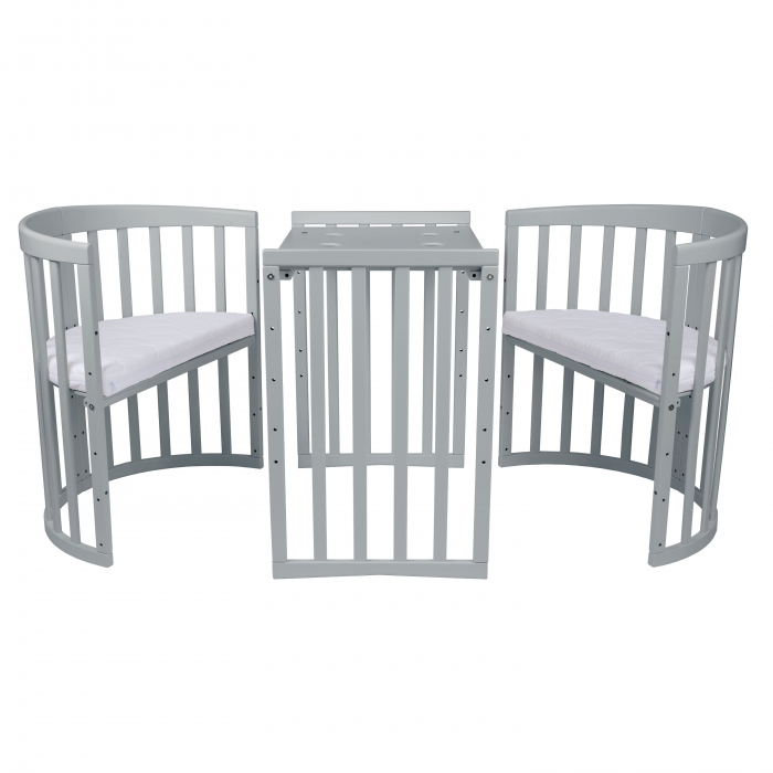 Patut Waldin Oval evolutiv din lemn  7in1 cu saltea -Grey [7]