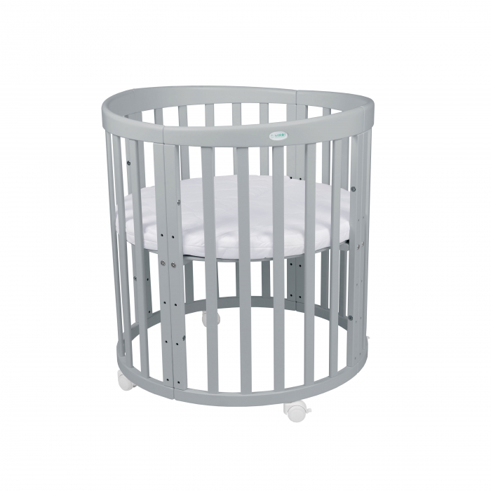 Patut Waldin Oval evolutiv din lemn 8 in 1 cu saltea -Grey [2]