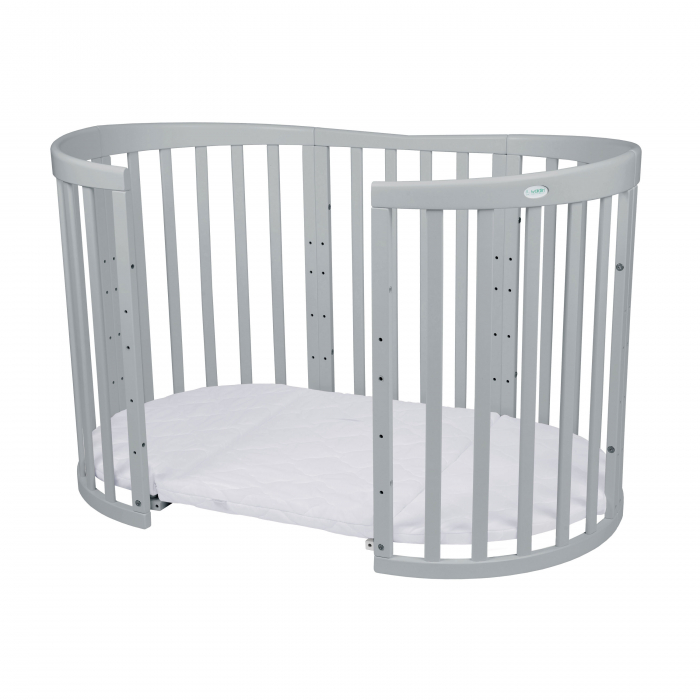 Patut Waldin Oval evolutiv din lemn  7in1 cu saltea -Grey [5]