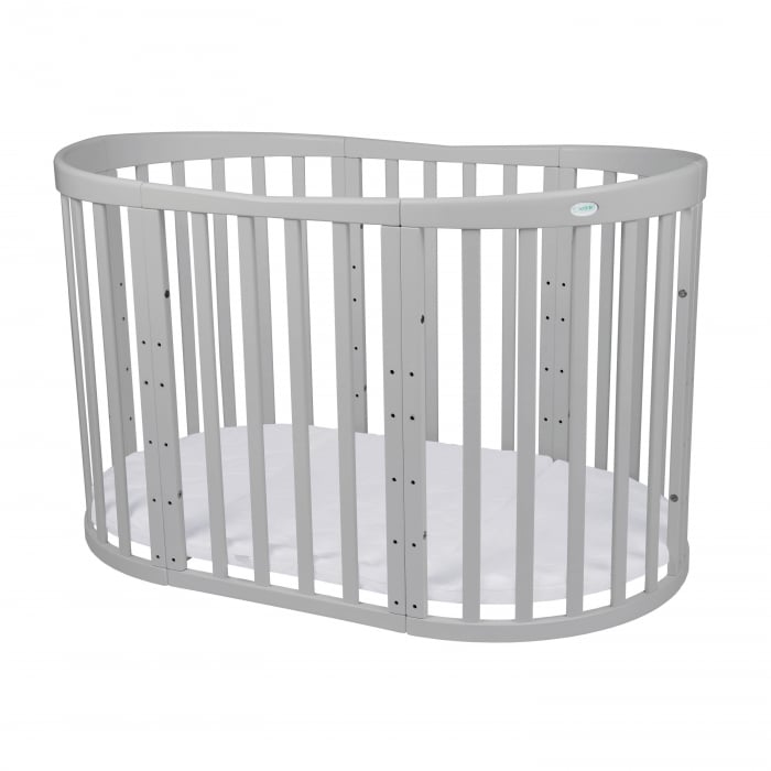 Patut Waldin Oval evolutiv din lemn 8 in 1 cu saltea -Grey [4]