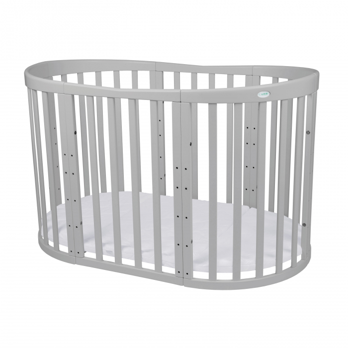 Patut Oval evolutiv din lemn 9 in 1 cu saltea -Grey -ce poate fi utilizat pana la 10 ani [4]