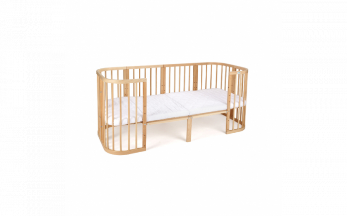 Patut Oval evolutiv-din lemn 7in1 cu saltea -natural -Bambus [6]