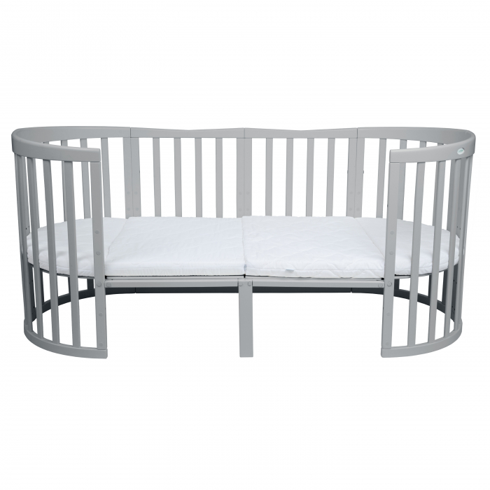 Patut Oval evolutiv din lemn 9 in 1 cu saltea -Grey -ce poate fi utilizat pana la 10 ani [8]