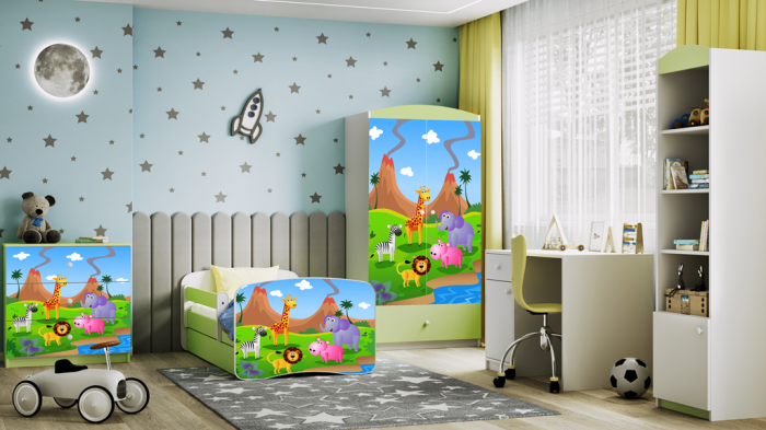 Patut pentru copii cu saltea  si sertar BabyDreams -Safari [2]
