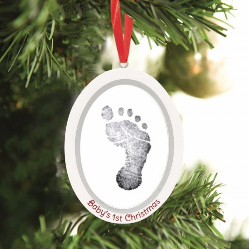 Pearhead - Kit rama foto ovala cu amprenta din cerneala Baby's First Christmas [4]