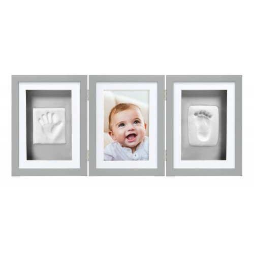 Pearhead - Kit rama foto tripla gri cu amprente manuta si piciorus [5]