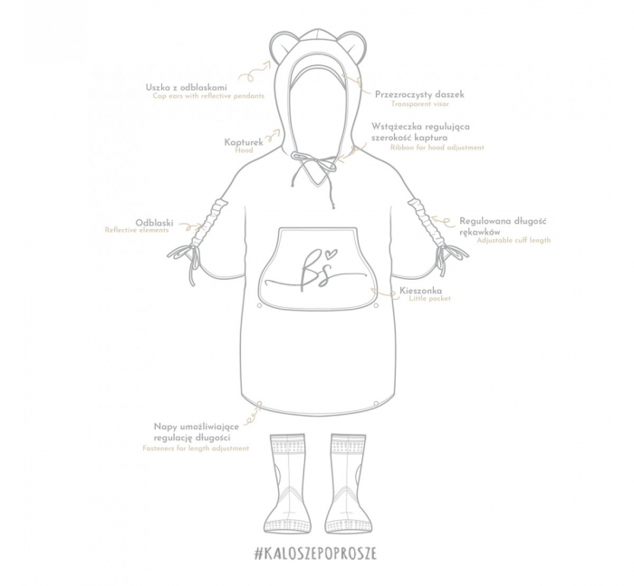 Pelerina de Ploaie pentru Copii, Poncho pentru ploaie 1,5-8 ani – Happy Bear dark [3]
