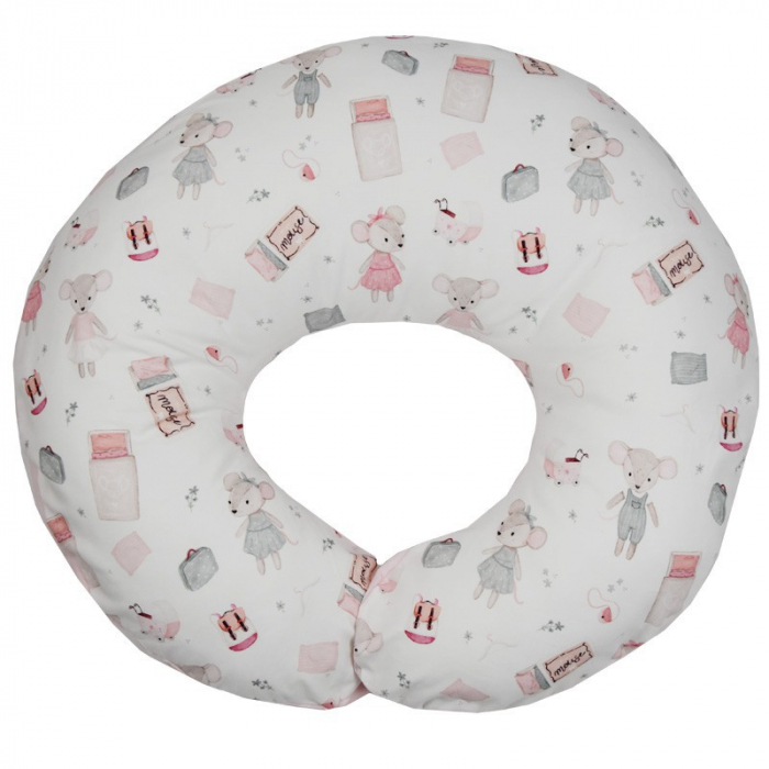 Perna pentru Alaptare, EKO, 100% Bumbac, 60X60cm, Pink Mouse [4]