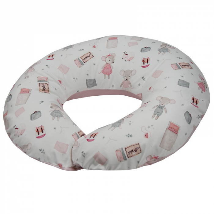 Perna pentru Alaptare, EKO, 100% Bumbac, 60X60cm, Pink Mouse [2]