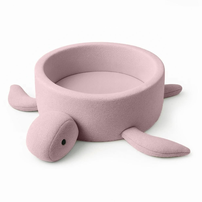 Piscină cu bile Bouclé MeowBaby® Turtle pentru copii – Raspberry Glaze Pink, cu 200 de bile incluse, din material reciclat certificat OEKO-TEX® [4]