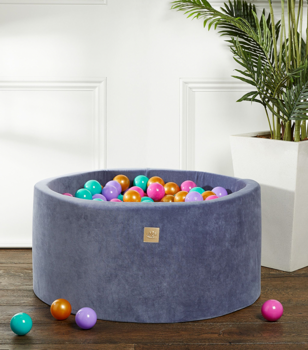 Piscina uscata 250 bile 7 cm, auriu, roz inchis, violet si turcoaz, Flower Set, 90x40 cm, Catifea Blue [2]