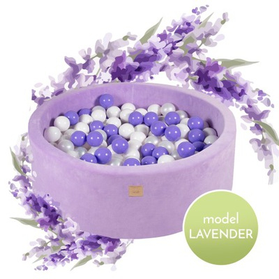 Piscina uscata cu 250 de bile (Alb Perlat, Alb, Lila) Lavanda, 90x40 cm, Catifea Lila [2]