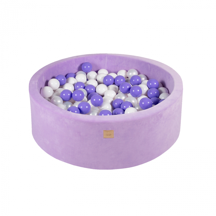 Piscina uscata cu 250 de bile (Alb Perlat, Alb, Lila) Lavanda, 90x40 cm, Catifea Lila [4]