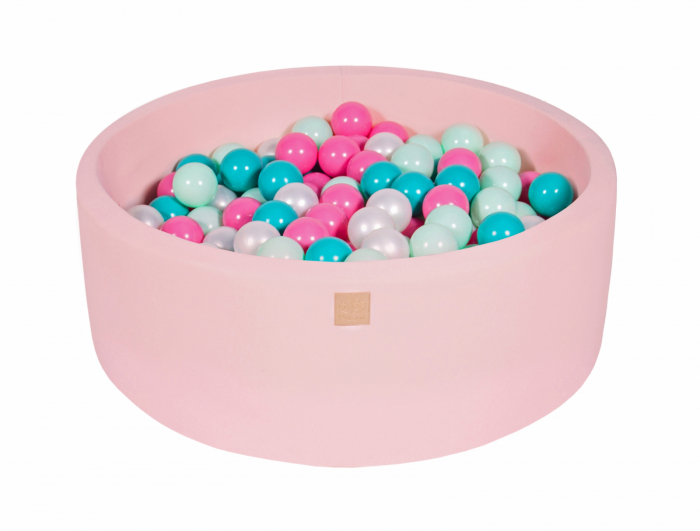 Piscina uscata cu 250 de bile (Alb perlat, Turcoaz, Roz pastel, Mint)-Unicorn, 90x40 cm, Roz deschis [2]