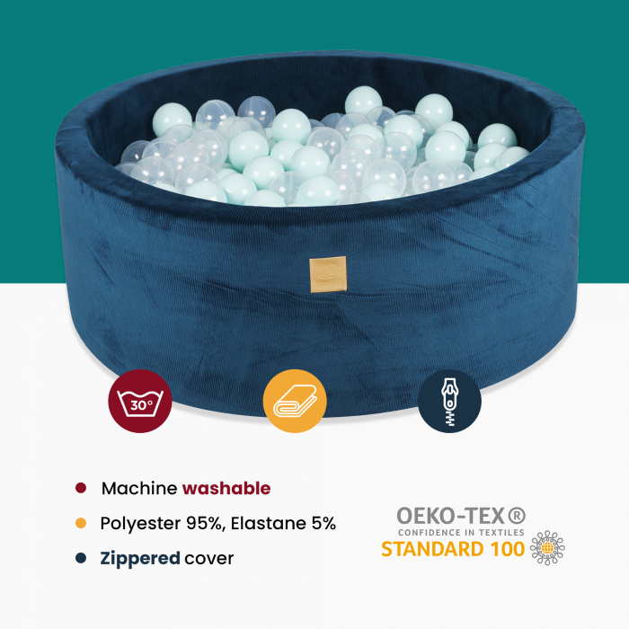 Piscina uscata dimesiunea 90 x 30 cm catifelata cu 200 de bile (verde-mint, transparent) Sea blue-velvet [2]