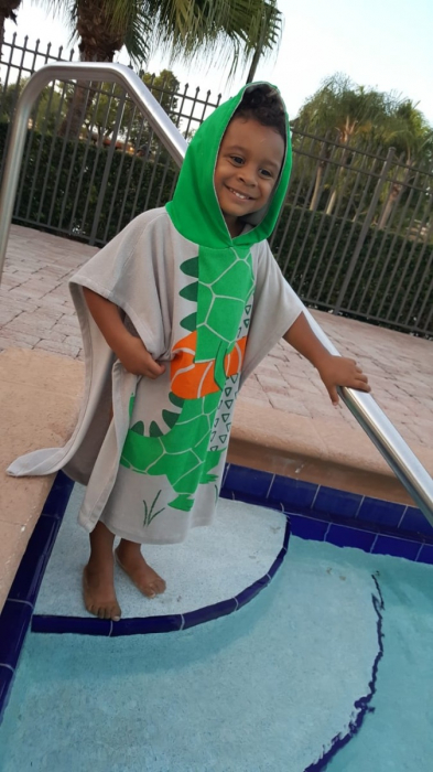 Prosop de baie cu gluga, Poncho, Zoocchini, 64x58cm, 2-6 ani, Dinozaur [3]