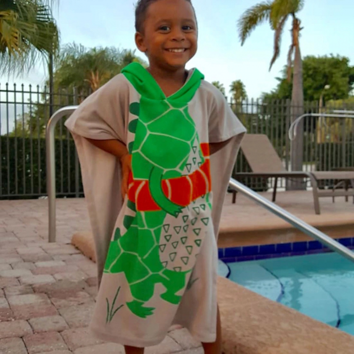 Prosop de baie cu gluga, Poncho, Zoocchini, 64x58cm, 2-6 ani, Dinozaur [4]