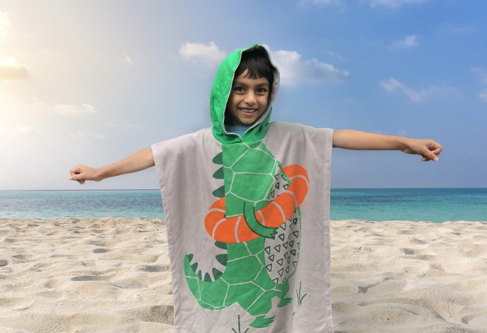 Prosop de baie cu gluga, Poncho, Zoocchini, 64x58cm, 2-6 ani, Dinozaur [2]